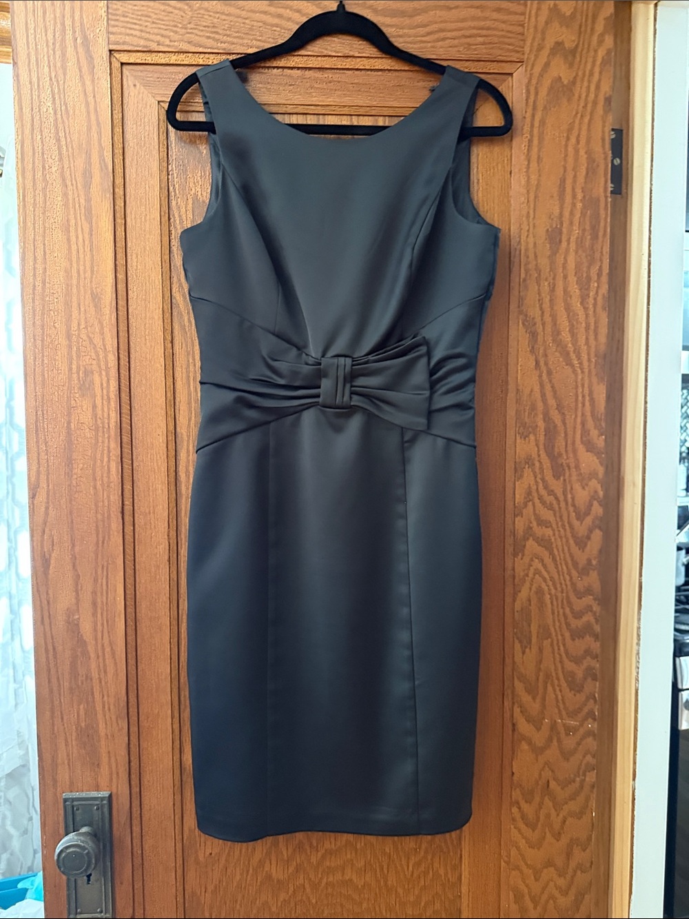 White House Black Market Black Bow-Detail Midi Sheath Dress